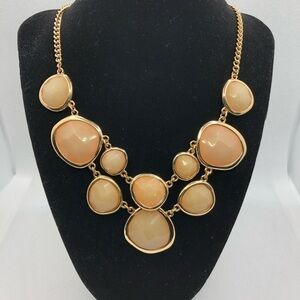 Charming Charlie gold and pink statement necklace